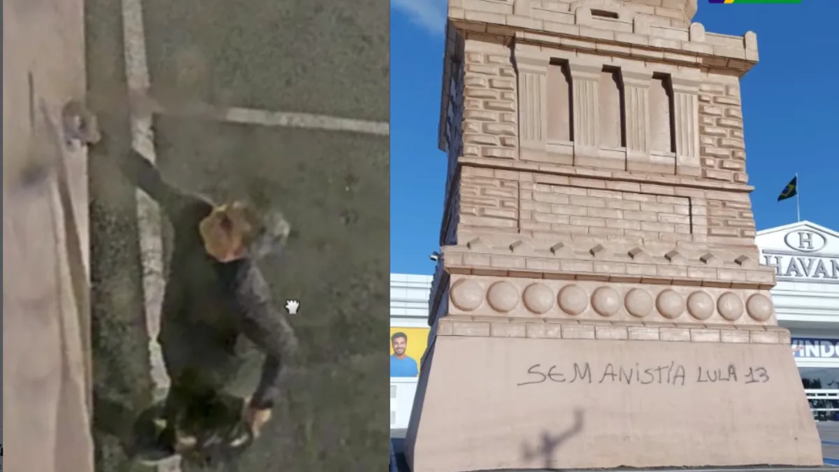 Réplica da Estátua da Liberdade da loja Havan em Natal, alvo de pichação na madrugada