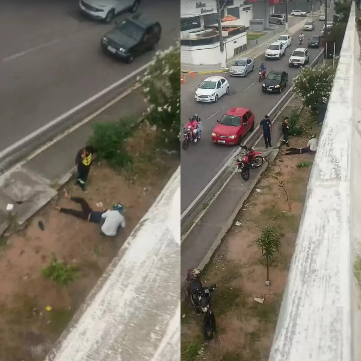 Pneu estoura, motociclista cai de viaduto na Zona Sul de Natal e segue em observação