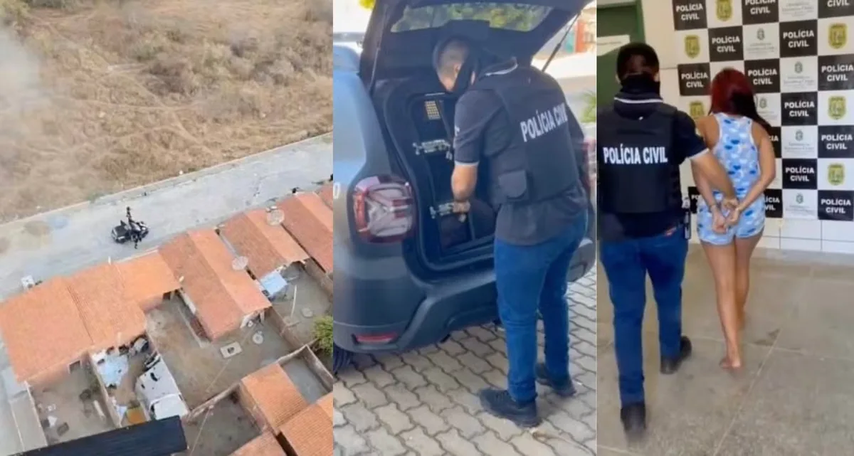 Viaturas e policiais civis durante operação contra o tráfico no interior do RN