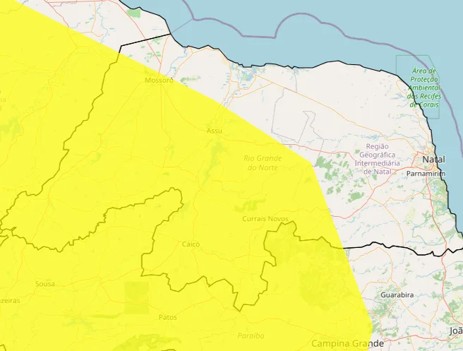 Inmet põe 92 cidades do RN sob alerta de ar seco nesta sexta-feira